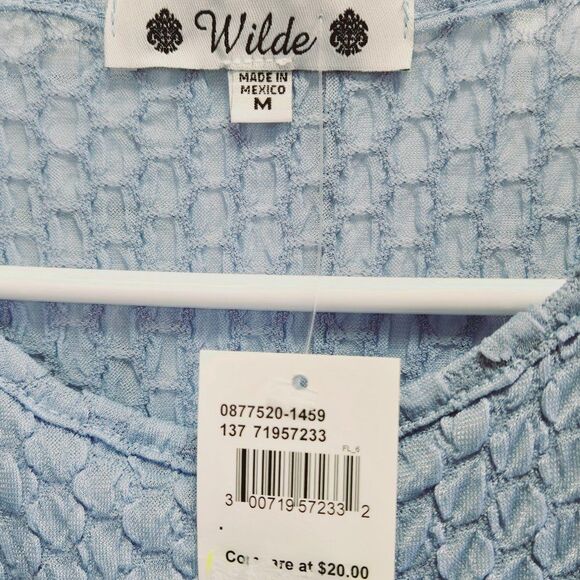 NWT WILDE SOFT BLUE POLY/SPANDEX SPRING/SUMMER TIE FRONT DETAIL TANK TOP MEDIUM - Picture 7 of 8